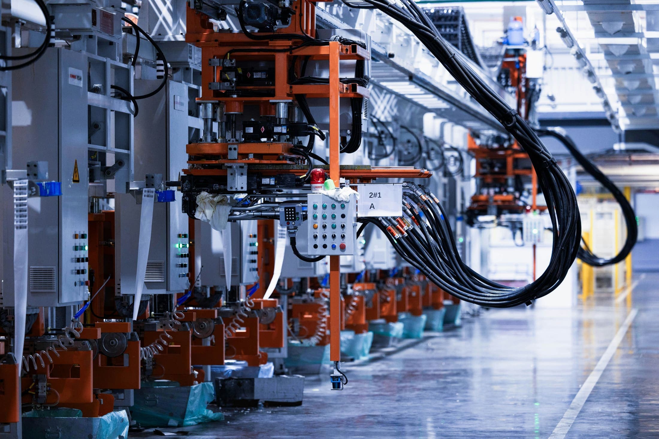 Linha de produção industrial em operação